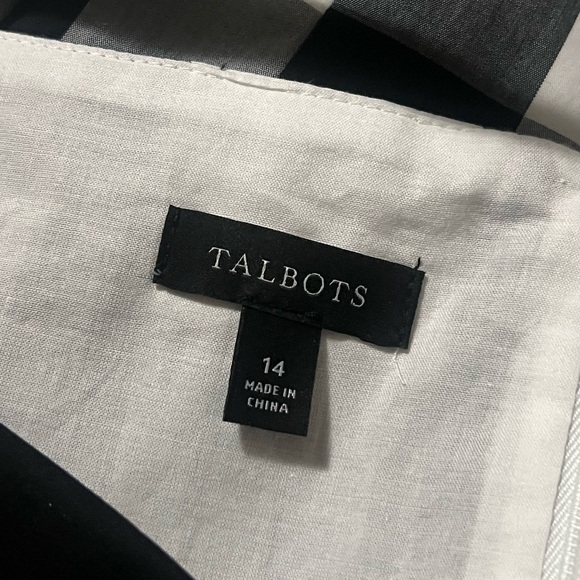 Talbots NWOT zinnia gingham fit & flare poplin midi dress in black white - Picture 12 of 13